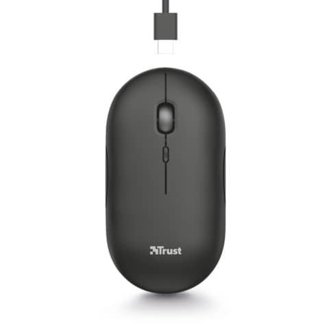 Mouse ultrasottile wireless ricaricabile Trust Puck h. 2,7 cm - ricevitore USB A 2.0 nero - 24059